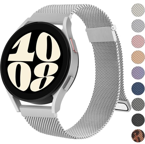 Oumida Armband für Samsung Galaxy Watch 6 40mm 44mm / Galaxy Watch 6 Classic 43mm 47mm Armbänder Damen Herren, 20mm Mesh Edelstahl Metall Uhrenarmband Verstellbares Ersatzarmband mit Starkem Magnet