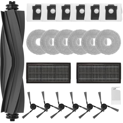 Nuo desire 22 Pièces Kit D'accessoire pour Dreame X40 Ultra, Accessoires pour Dreame X40 Ultra Complete Robot 2 Brosse Principale, 6 Sacs Poussière, 6 Brosses Bord, 2 Filtres, 6 Chiffons, 1 Brosse