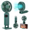 Huang Jia Ventilador Portátil de Pie Plegable Mini Ventilador de Mano USB Batería Recargable Silencioso Potente Pequeño Colgante Ventiladores de Mesa 5 Velocidades LED Viento Fuerte Hand Fan (Verde)