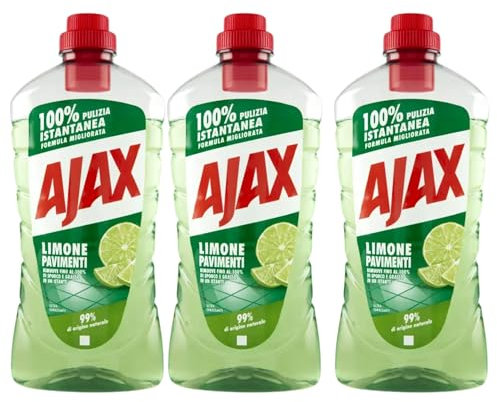 Detersivo pavimenti al limone, rimuove fino al 100% di sporco e grasso in un istante. 99% di origine naturale, 950 ml (3 Flaconi)