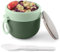 HUAERSICO Taza de cereales para llevar, 600 ml+50 ml, vaso de yogur con tapa y cuchara plegable, taza de desayuno portátil extraíble de doble capa para la escuela, el trabajo y el picnic