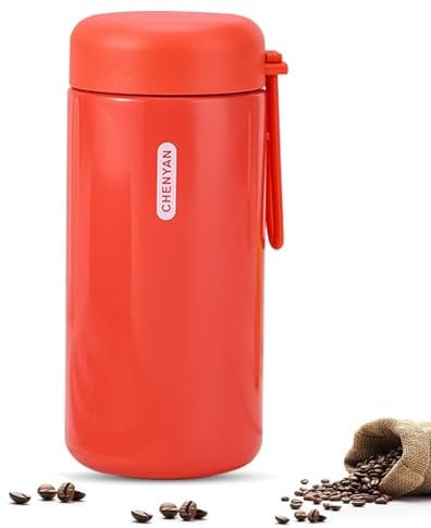 Kisuomaoyi Small Stainless Steel Water Bottle 150ML, Leak-Proof Insulated Flask with Double Wall Vacuum, Mini Flask with Portable Handle for Hot & Cold Drinks (Red)