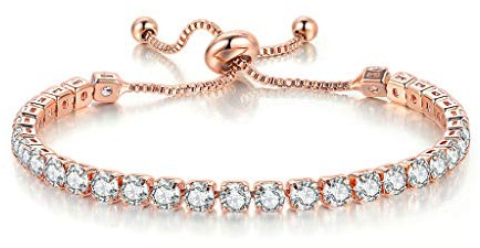 PULABO Glänzende Kristall-Push-Pull-Armbänder für Frauen Einstellbare Hochzeits-Charme-Armbänder Statement-Schmuck,Gold bequem