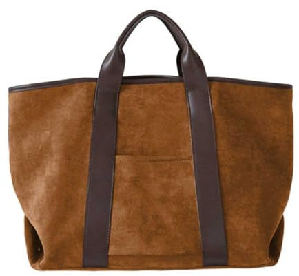 TIAASTAP Damen Wildleder Hobo Tasche Braun 51 x 32 x 17 cm Retro-Design Multifunktional