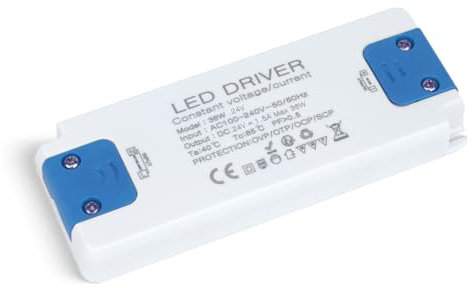 SUCIKORIO Transformador 220V a 24V 36W 1,5A, Fuente Alimentacion Constante Ultrafino LED Driver Controlador AC 220V a DC 24V Fuente de Alimentación LED de Bajo Voltaje para Tira LEDs, Lámparas