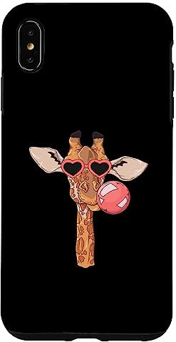 Hülle für iPhone XS Max Niedliche Giraffe mit Brille und rosa Kaugummi, Afrika