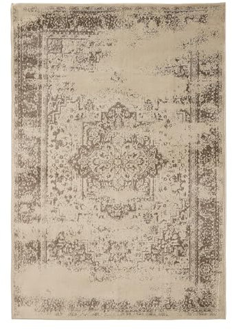 benuta Basic Teppich Suki - Creme/Braun 300x400 cm - Kunstfaser - Rechteckig & im Style: Vintage, Orient Style - Pflegeleicht für Wohnzimmer Schlafzimmer