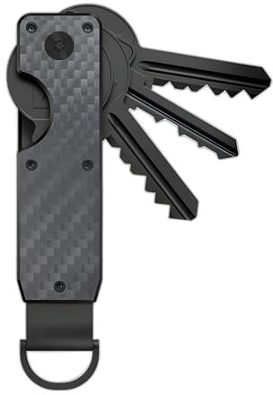 AtEaze Kompakter Schlüssel Organizer aus Metall für bis zu 6 Schlüssel mit D-Ring (Carbon Fiber)
