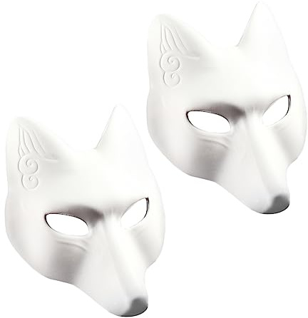 Homoyoyo 2 Stück Fuchsmaske Tiermaske Partymasken Für Erwachsene Riddler Für Frauen Pelzmaske Cosplay Halloween Raubtiermaske Halbmaske Gesicht Tier Cosplay Maske Weiß