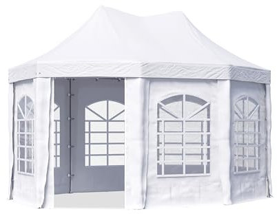 Gazebo a pagoda 3x4 mTOOLPORT facile e veloce da montare con finestre - robusto telo in PVC 700 bianco