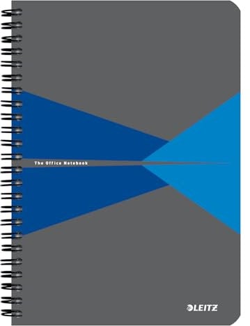 Leitz Office Collegeblock A5 liniert, Notizbuch mit Spiralbindung, PP-Einband, 360 Grad Öffnung, 180 Seiten / 90 Blatt FSC-zertifiziertes Papier (80 g/m²), für Büro & Schule, Blau, 44991035