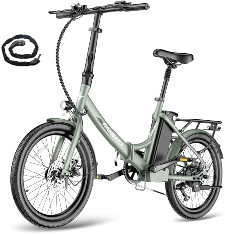 Fafrees E-Bike Klapprad 20 Zoll, Elektrofahrrad Ebike Herren 36V 16.75Ah Akku, E-Fahrrad Damen 250W, Pedelec 25km/h, Reichweite bis zu 130 km, F20 Light (Fahrradschloss, Grün)