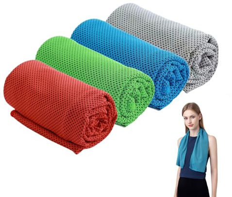 MOAZIFI Kühltuch, 4 Stück Mikrofaser Sport Handtücher Kühlendes, Kühlhandtuch, Cooling Towel, Kühlendes Handtuch, Eishandtuch Cooling Towel Für Fitness(30 X 90cm, 4 Farben) Sport, Schwimmen, Camping