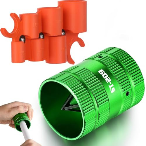 Jooehyer Escariador Tubos Metálicos de 1/4 Pulgadas A 1-5/8 Pulgadas para Tubos Cobre/PVC, Medidor Profundidad 1/4 Pulgadas A 1 Pulgada, Herramienta Desbarbado y Kit Herramientas Plomería