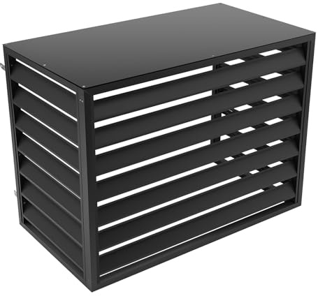 Klimaanlage Abdeckung 110x60x80 cm aus Aluminiumlegierung, Sichtschutz Verkleidung für Außengeräte, Wetterfester Schutz als Zaun oder Gitter Blende für Garten und Balkon (Grau)