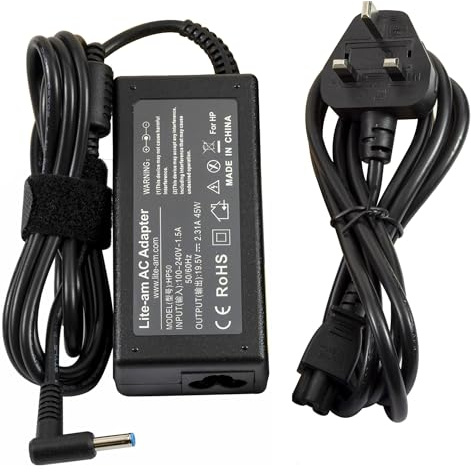 Lite-am 45W AC Adapter Power Supply 19.5V 2.31A Laptop Charger with 4.5mm x 3.0mm Blue Tip Connector For HP Pavilion 14-bf040wm 14-bf050wm 14-bk061st 14-bk063st