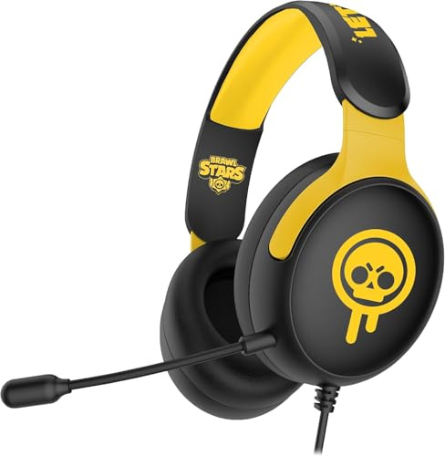 SUBSONIC Cuffie Gaming con Microfono per Brawl Stars, Casco Audio Ufficiale Nero e Giallo, Altoparlanti 40mm, Compatibile con PC, Tablet e Smartphone