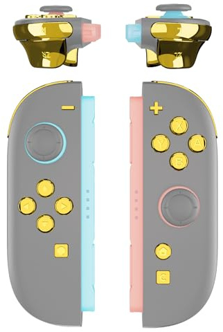 eXtremeRate DIY-Ersatz Buttons Set für nintendo Switch 2 Joycons, Glossy Knöpfe ABXY/D-Pad/+/-/C/Home/Aufnahme/Entriegelungsknopf/Trigger Bumper Tasten Zubehör für switch 2-Chrome Gold