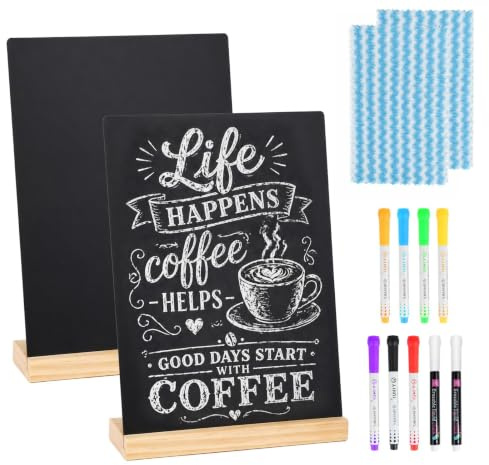 2 Stk Kreidetafel Aufsteller Schiefertafel Doppelseitig Blackboards 30X21Cm | Holzsockel Holzfuß, A4, Zum Schiefertafel Zum Beschriften, Tafelbilder, Für Reserviert Gastronomie Buffet