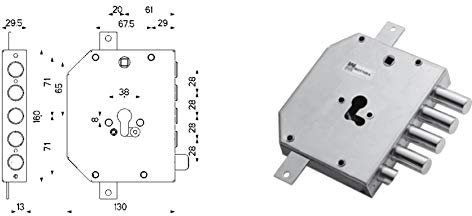 Serratura ad infilare per cilindro europeo Art. 89M830S00Q porte blindate - Sinistra Spingere