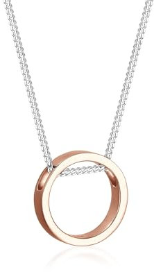 Elli Halskette Damen Kreis Bi-Color Geo in 925 Sterling Silber Rosé vergoldet