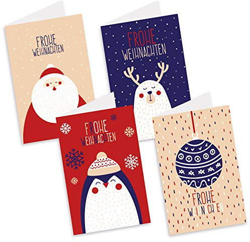 itenga Weihnachtskarten Figuren 8X Klappkarte DIN A6 + Umschlag