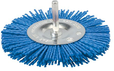 Loops 100mm FINE Rotary Nylon Filament Flat Wire Wheel – 6mm Power Drill Shank Combi Power Drill Chucks – SPARK FREE Silicon Carbide Wood & Metal Paint Remover Preparation