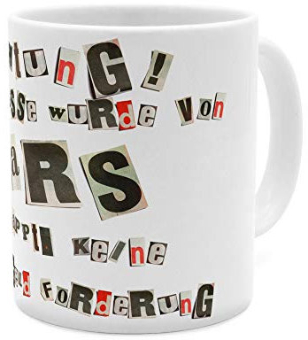 printplanet Tasse mit Namen Lars - Motiv Ausgeschnittene Buchstaben - Namenstasse, Kaffeebecher, Mug, Becher, Kaffeetasse - Farbe Weiß
