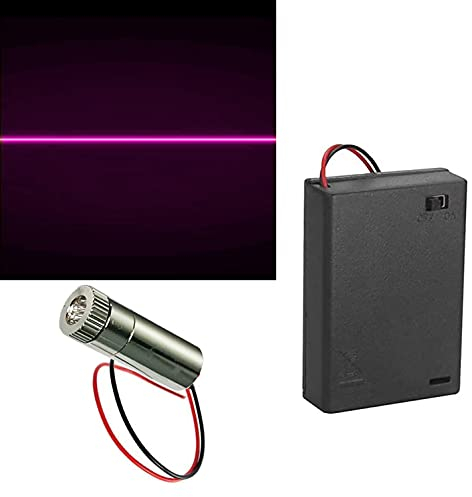 CTRICALVER 1pcs 405nm Módulo de Línea Púrpura Láser Enfoque Ajustable con Lente de Plástico 3-5V+ 1pcs AA Soportes de Batería (Forma de la fuente de luz: línea)