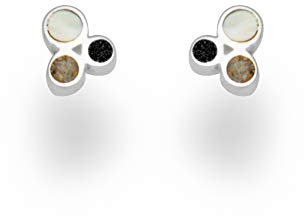 DUR Schmuck Damen Ohrstecker TREIBSAND 2.0, Strand- & Lavasand, Perlmutt, Silber 925/- (O5227)