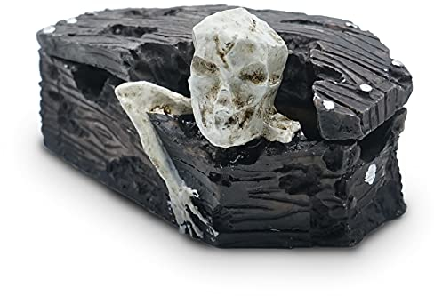 Kocris Casa Schädel Aquarium Fisch Reptilien Tank Dekoration Harz Höhle Haus Skelett Kleine Haustier Dekorative Landschaft Terrarium Ornament Halloween Dekor für Schlange Eidechse Spinne Tanks