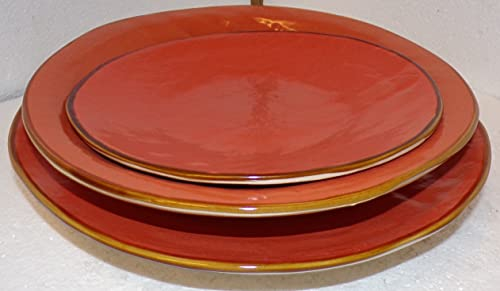 Marblechic - Platos de mesa de cerámica naranja línea mediterráneo novedad Home blanco