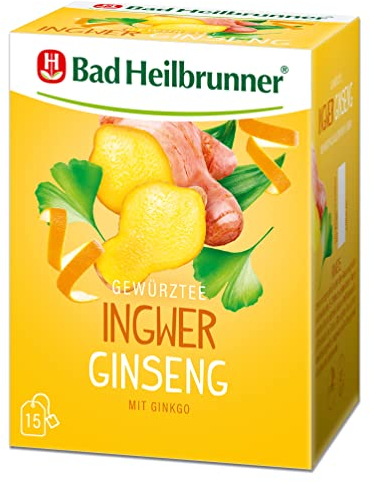 Bad Heilbrunner Ingwer-Ginseng Tee im Filterbeutel, 5er Pack (5 x 15 Filterbeutel)
