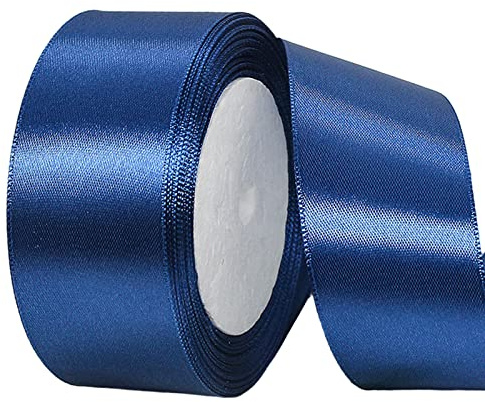 POPOYU Baumwoll Band Dunkelblau 4cm,Satinband 4cm Breit,Dekoration Präsent Geschenkband,Geschenkband Breit Dunkelblau Kleid Hochzeit,Taufe und Geburtstag Geschenke,Satin Dekoband,Deko Band Geschenk