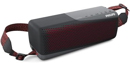Philips S7807 Outdoor Wireless Bluetooth Speaker with Stereo Pairing and Multipoint Bluetooth Connection, IP67 Waterproof, Black