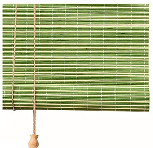 LIJINBO Natur Bambus Rolle Rollo,Grüne Bambus-Rollos, Lichtfilterung, 60% Verdunkelung, Anhebende Sichtschutzrollos, Vorhang Für Fenster/Türen (Color : Green, Size : 0.55x1.8m)