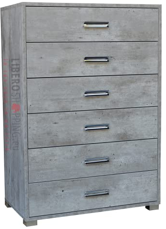 Liberoshopping Mobile cassettiera in legno 6 cassetti Grande cm 81x44x118H (Cemento)