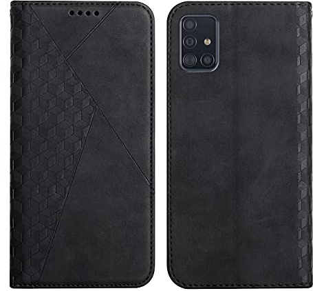 KOUYI Kompatible mit Samsung Galaxy A71 Hülle, Retro Premium PU Leder Weich TPU Klapphülle Kartenfächer Magnetic Standfunktion Flip Wallet Shockproof Handyhülle (Schwarz)