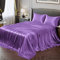 Vonty Satin-Bettlaken für Doppelbett, seidig weiches Satin, Violett, 1 Spannbetttuch mit tiefer Tasche, 1 Bettlaken + 1 Kissenbezug