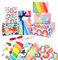 Jatidne 12 x Birthday Wrapping Paper Sheets Recyclable Gift Wrap Colorful Rainbow Wrapping Paper 70cm x 50cm Recycled Paper Folded