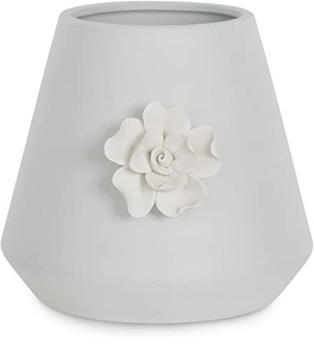 AmeliaHome Pot de Fleurs en céramique Motif Floral Décoration Lusitano Gris