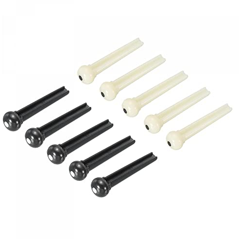 sourcing map Paket von 36Stk Brücke Plastik Saiten Pin Beige Schwarz für Akustikgitarre