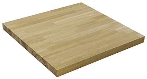 domli Solid Wood Oak Table Top | 600m x 600mm x 40mm | Top Grade European Wooden Large Square Kitchen Dining Tabletop Worktop Desktop Countertop Workstation