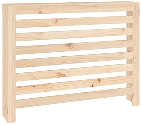 vidaXL Solid Wood Pine Radiator Cover with Shelf Space and Modern Slat Design in Brown - 108.5x19x84cm
