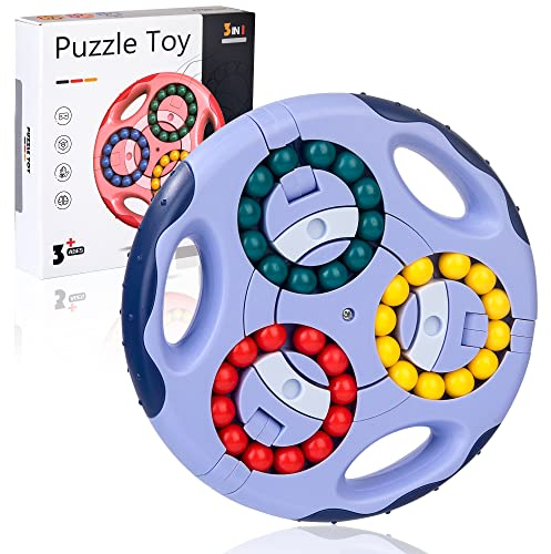 Magic Bean Rotierender Fingerwürfel Intelligenz Spielzeug, IQ Game Rotating Finger Cube Spiel Brain Fidget Toys, Lernspielzeug Dekompression Puzzle Toy Angst Linderung für Kinder Teens Erwachsene