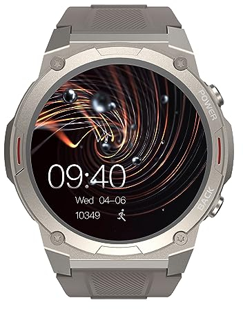 HiFuture GoMix2 Smartwatch: Men and Women, 1.43 in AMOLED Display, IP68 Waterproof, Wrist Heart Rate Monitor, Pedometer, 12 Days Long Battery, Sports Watch Smart for Android and iOS - Black (Grey)
