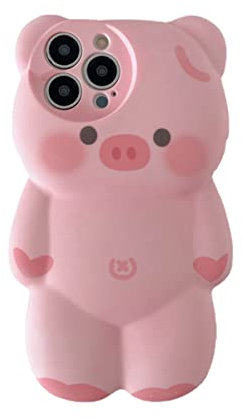 SGVAHY Coque de téléphone pour iPhone 12, coque mignonne pour iPhone - Coque de téléphone kawaii en silicone souple antichoc pour femmes et filles - Motif cochon 3D - Rose