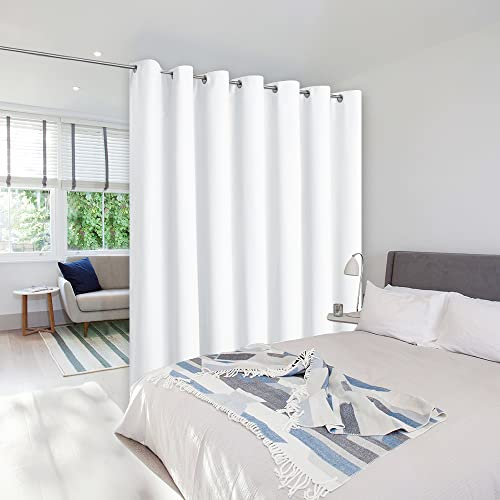 NICETOWN Sichtschutz Raumteiler Vorhang Bildschirm Trennwände, Schranktürvorhang Vertikalrollo für Schlingentür, Fenster Sichtschutz Jalousien für Terrasse (Weiß, Einzelpanel, 3,4m hoch x 2,5m breit)