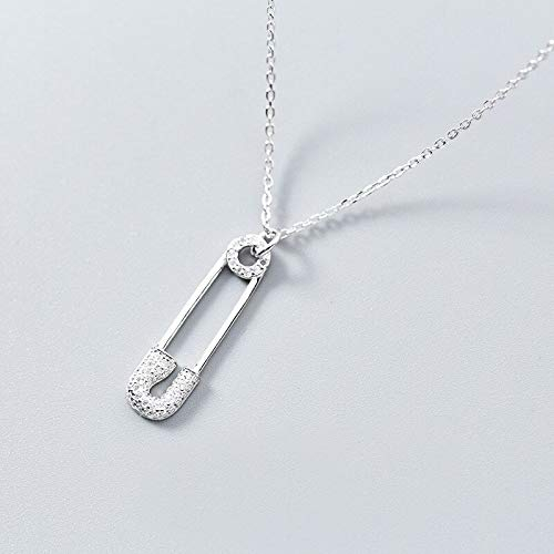 ZEDARO Zarte 925 Sterling Silber Drop Shipping Charm Zierliche Büroklammer Kleine Steinkette Sicherheitsnadel Für Frauen Mädchen
