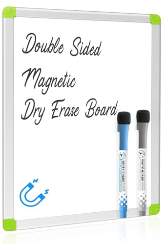 CUHIOY Small Whiteboard A4, 30 x 20 cm Portable Double Sided White Boards Magnetic Surface with Aluminum Frame, Handheld Mini Lapboards for Kids Student Classroom Office Kitchen, 2 Marker Pens